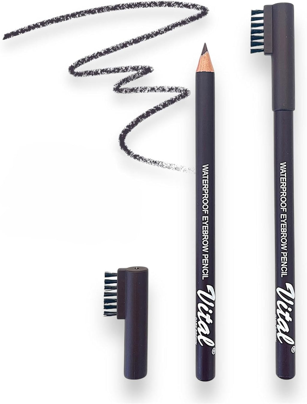 Vital Natural Definer Eyebrow Pencil With Brush - Waterproof & Long-Lasting Precision for Flawless, Natural-Looking Brows (Dark Brown, Brown, Black)