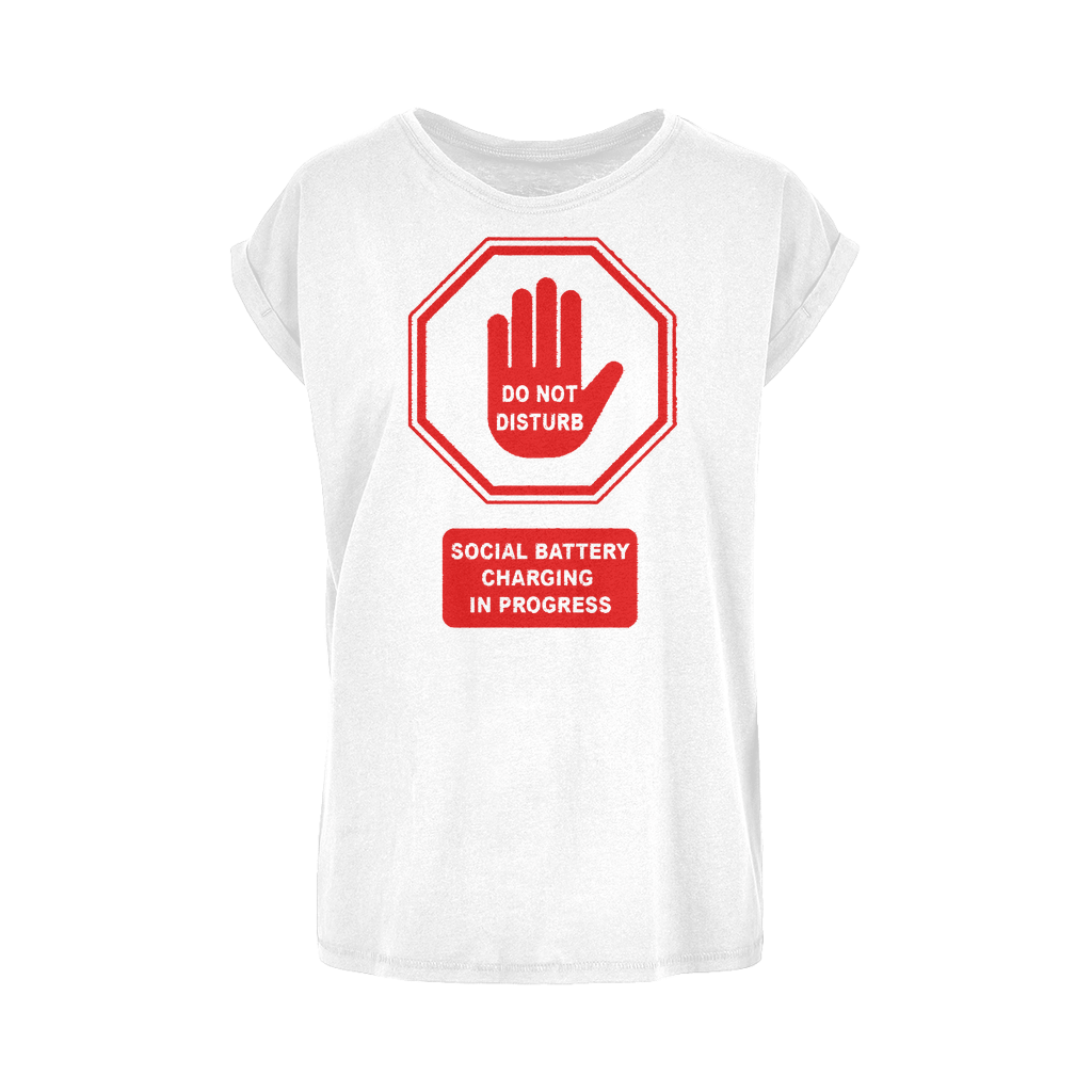 Do Not Disturb - Red Print Women's Extended Shoulder T-Shirt XS-5XL