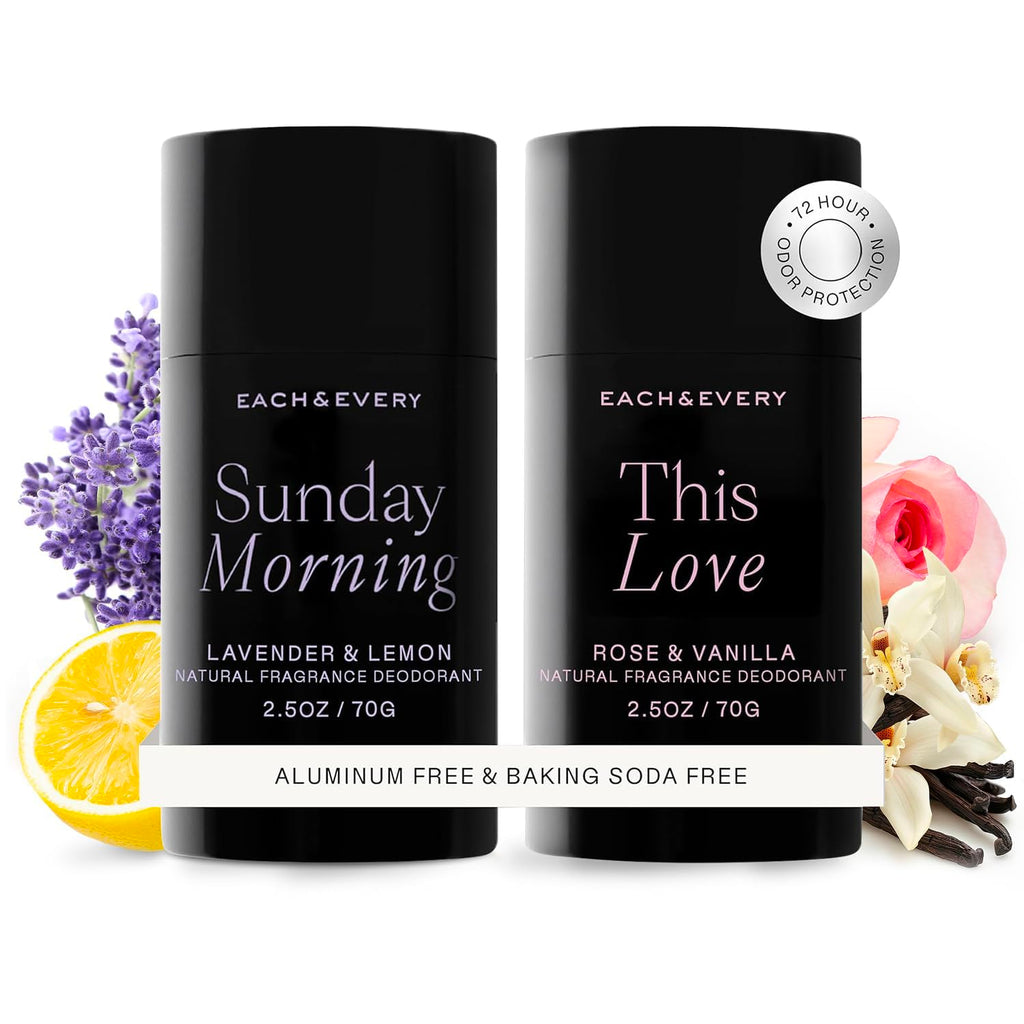 Each & Every Aluminum Free Deodorant – Lavender Lemon + Rose Vanilla | 2.5oz, 2 Pack