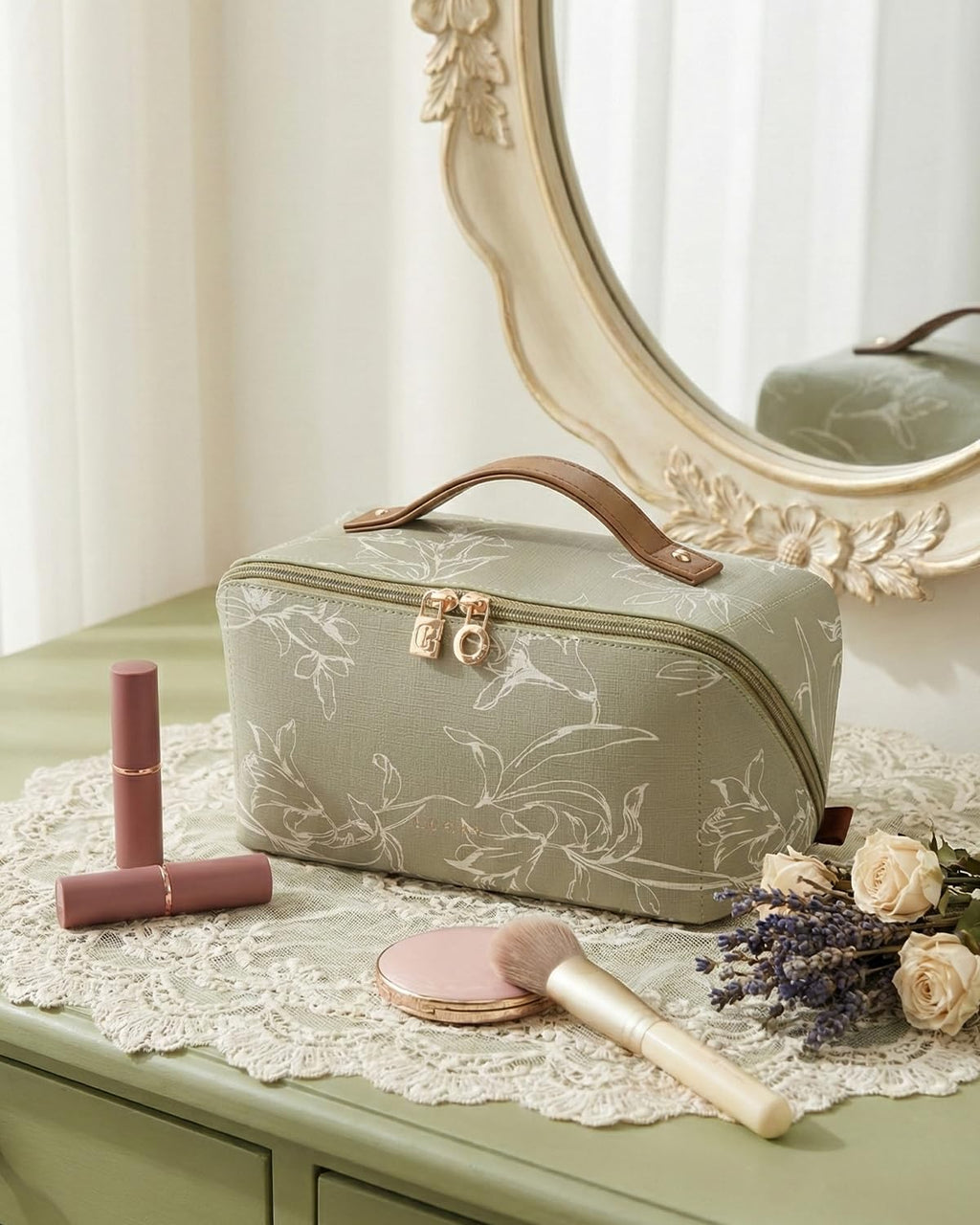 EACHY Travel Makeup Bag — Large Capacity Waterproof Cosmetic Bag for Women | Open Flat Design