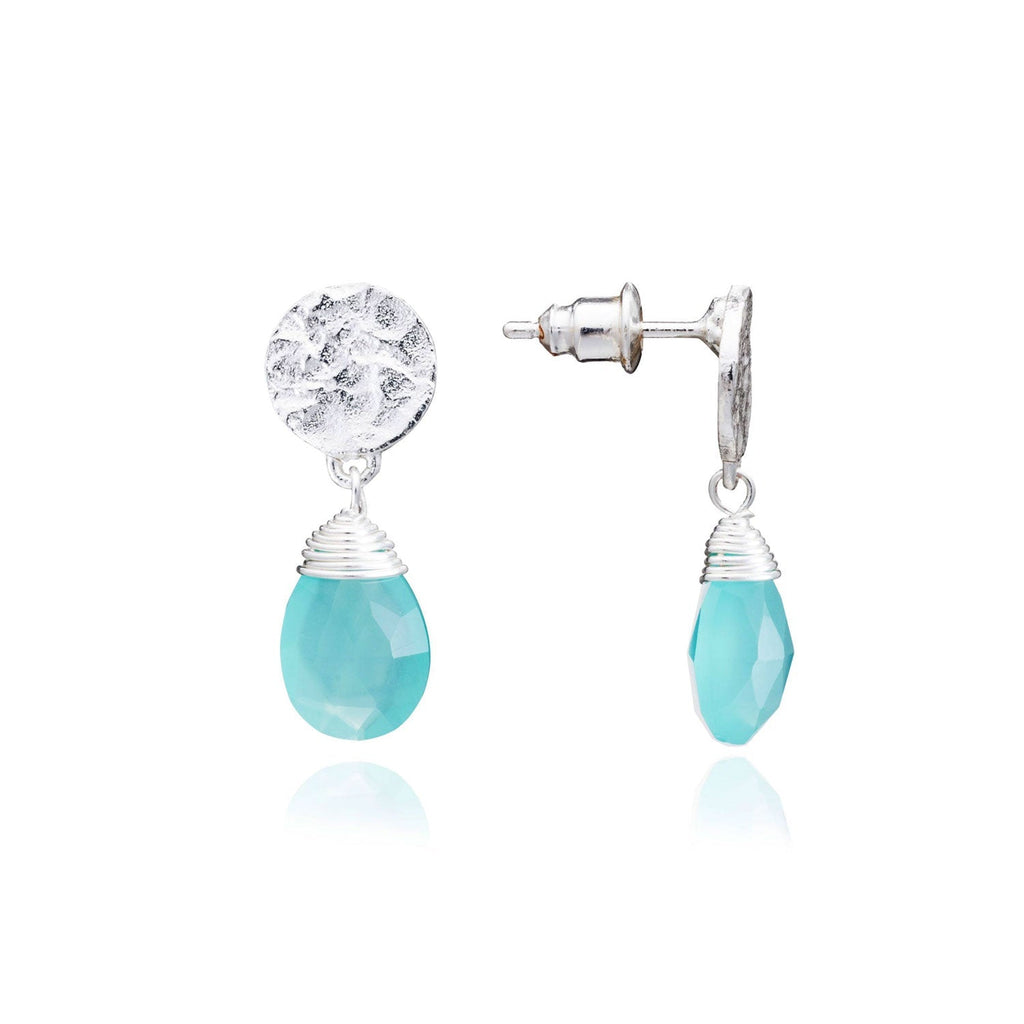 Classic Athena Kate Drop Earrings: Silver Aqua Pariba Onyx