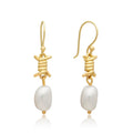 Jette Barbed Wire and Pearl Drop Earrings