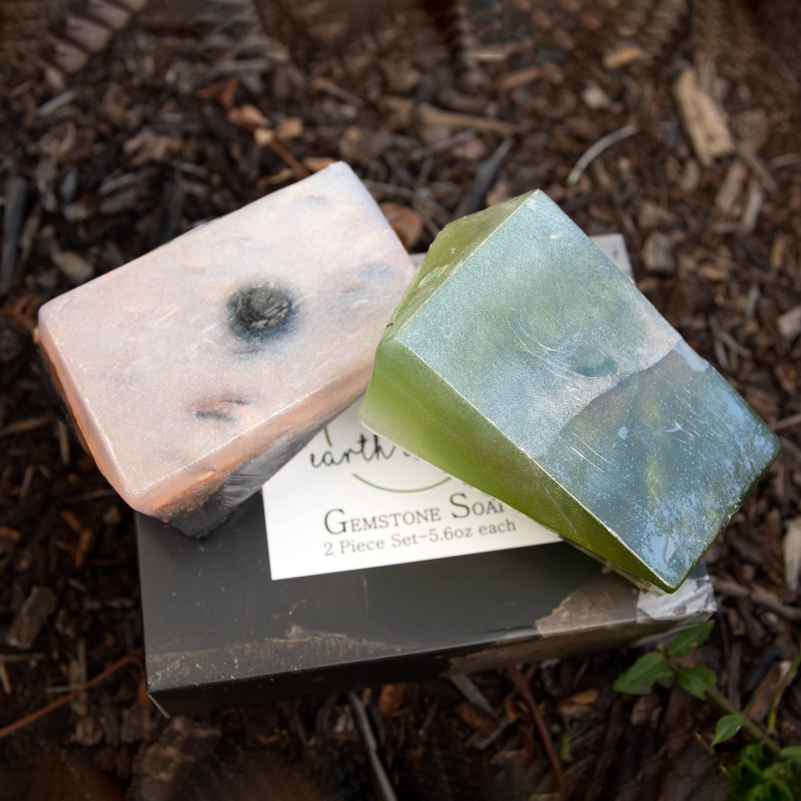 Earth & Home Rock Soap Gift Set – Jade & Black Obsidian Gemstone Soaps (2) with Natural Ingredients