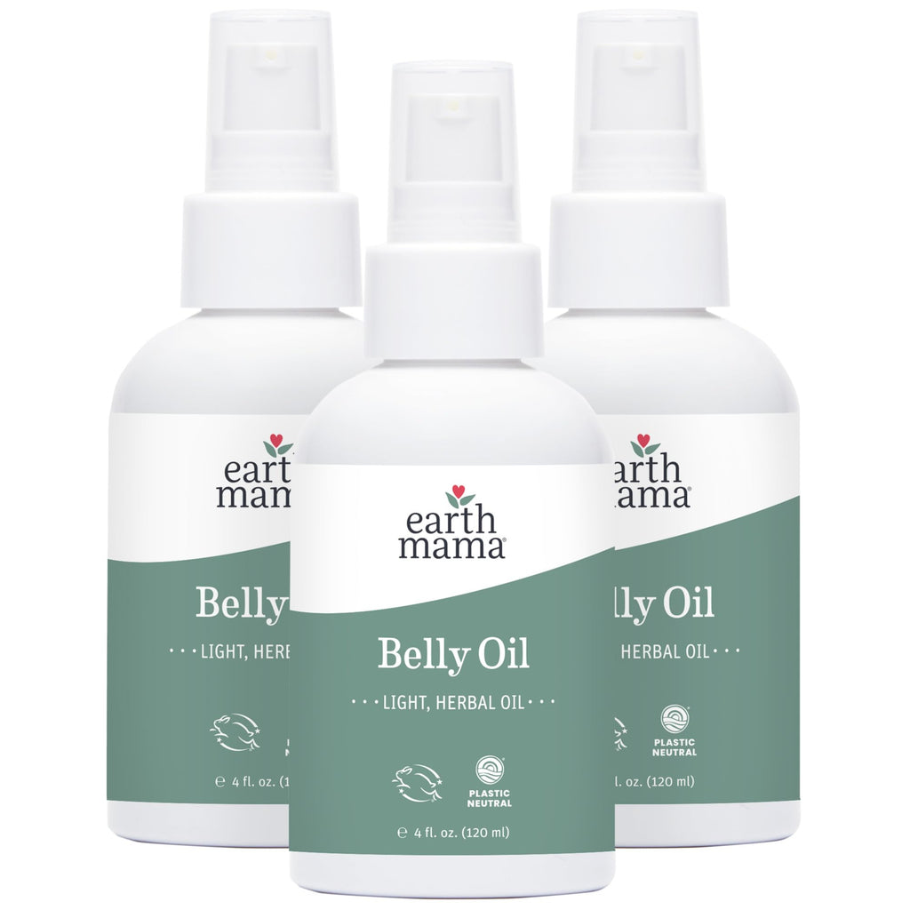 Earth Mama Belly Oil for Dry Skin – Calendula Moisturizer for Pregnancy & Postpartum | 4 fl oz (3-Pack)