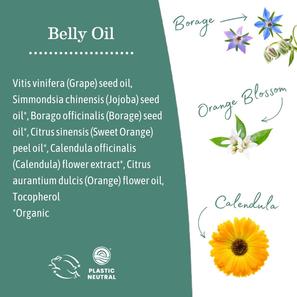 Earth Mama Belly Oil for Dry Skin – Calendula Moisturizer for Pregnancy & Postpartum | 4 fl oz (3-Pack)