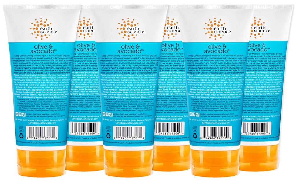 Earth Science Olive & Avocado Deep Conditioning Hair Masque – Normal to Dry Hair (6 pk, 6 oz.)