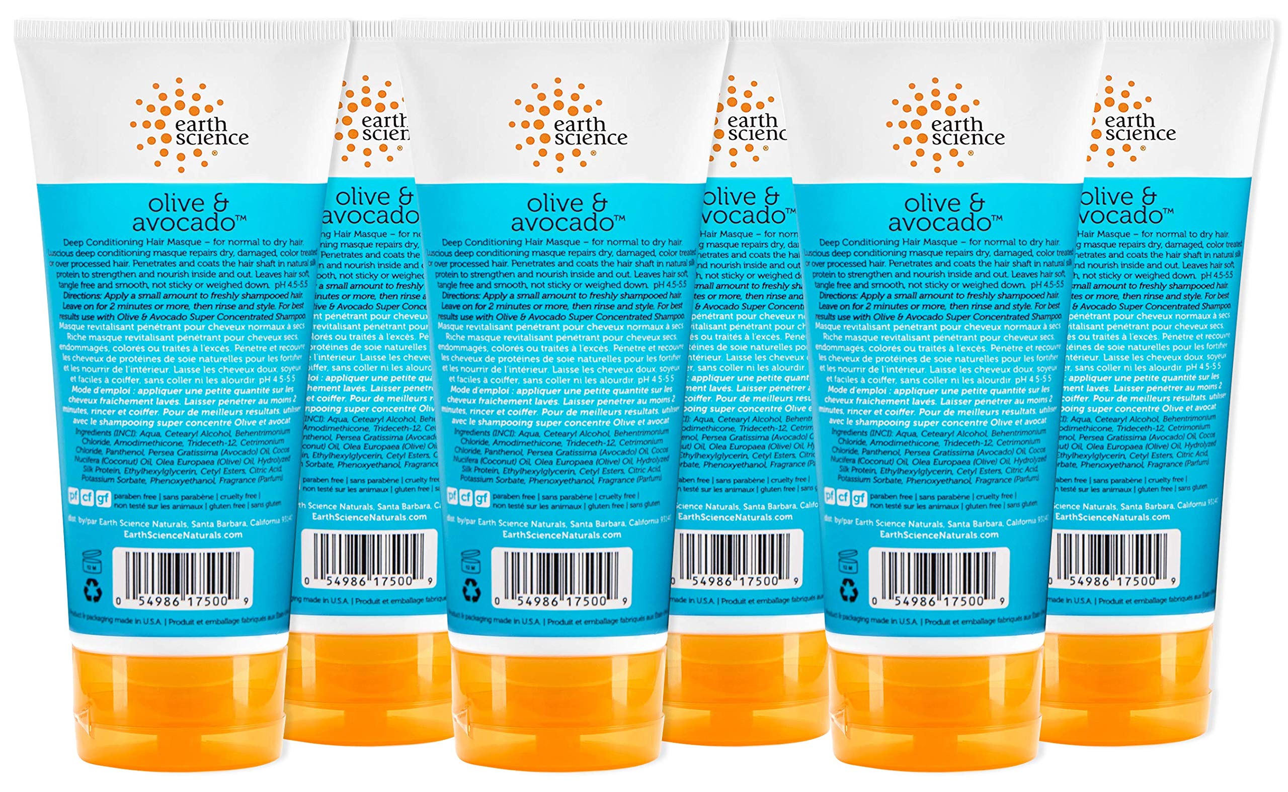 Earth Science Olive & Avocado Deep Conditioning Hair Masque – Normal to Dry Hair (6 pk, 6 oz.)