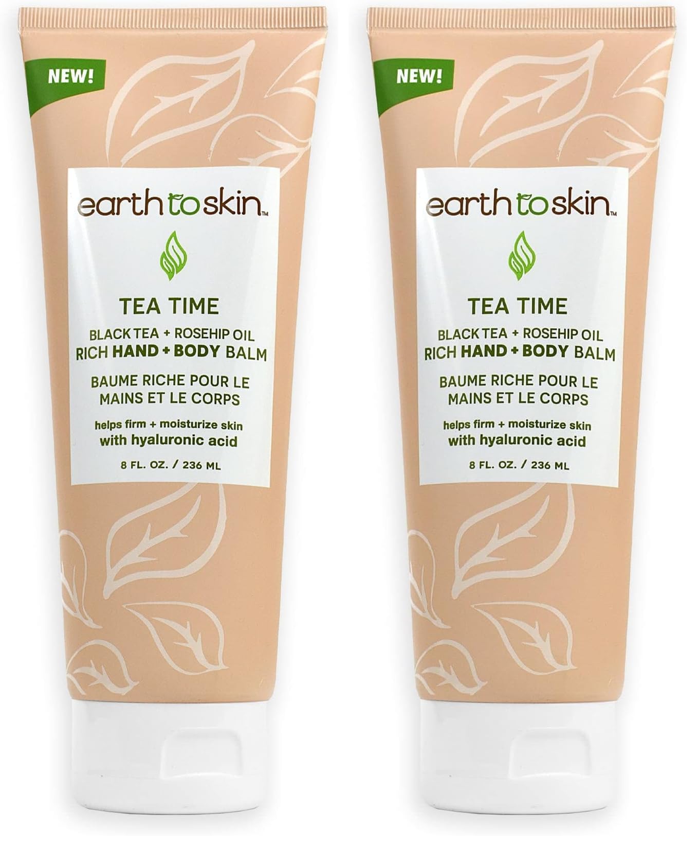 Earth To Skin Black Tea + Rosehip Oil Rich Hand & Body Balm – Soothing Hydration (Pack of 2, 8 oz each)