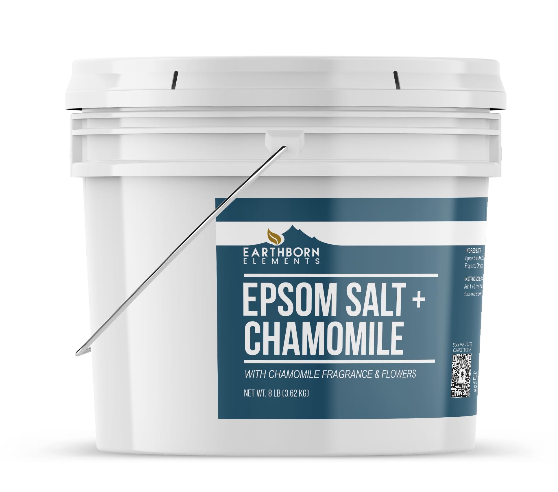 Earthborn Elements Chamomile Epsom Salt – 8 lb Bucket with Real Dried Flowers