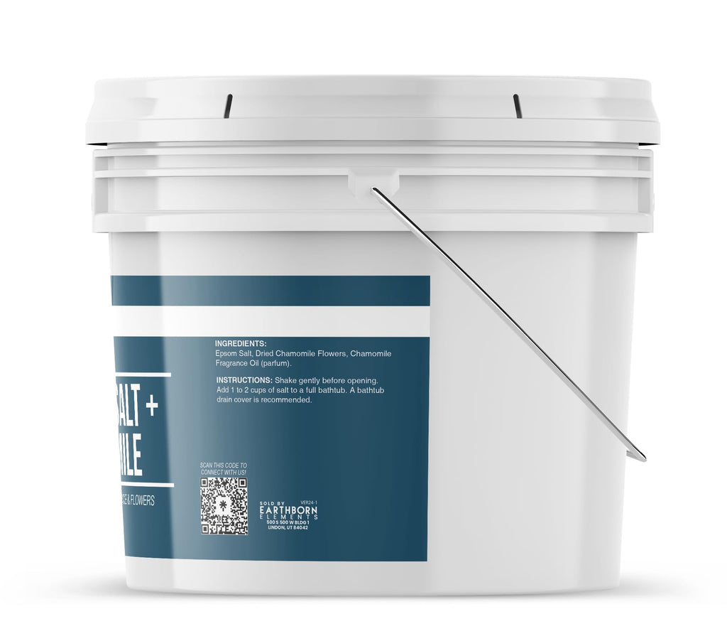 Earthborn Elements Chamomile Epsom Salt – 8 lb Bucket with Real Dried Flowers