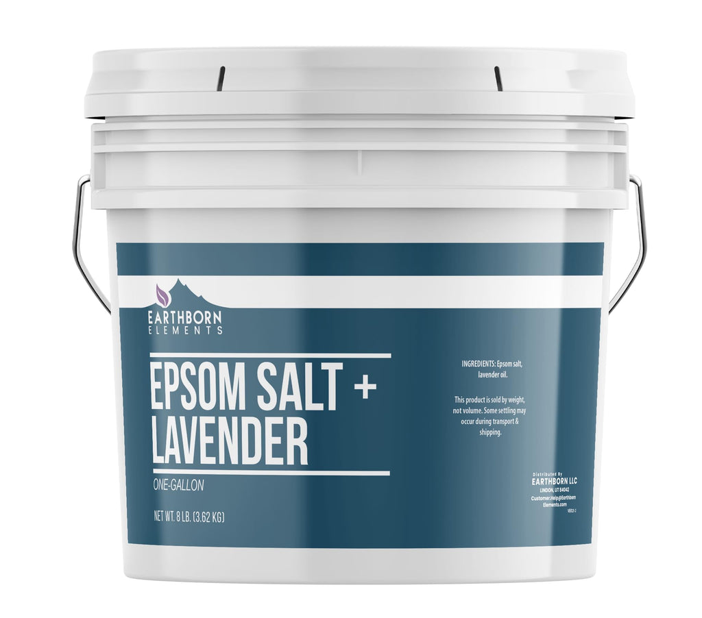 Earthborn Elements Lavender Epsom Salt – Pure Lavender Bath Salt Infused with Essential Oil (1 Gallon)
