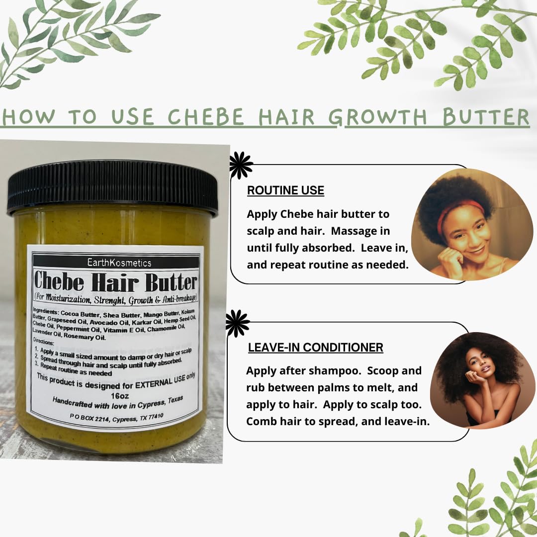 earthKosmetics Chebe Butter – Authentic Chebe Powder & Karkar Oil (6.05 oz)