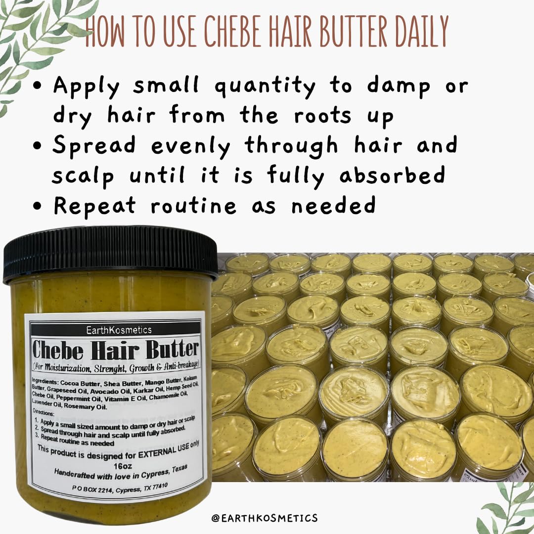 earthKosmetics Chebe Butter – Authentic Chebe Powder & Karkar Oil (6.05 oz)
