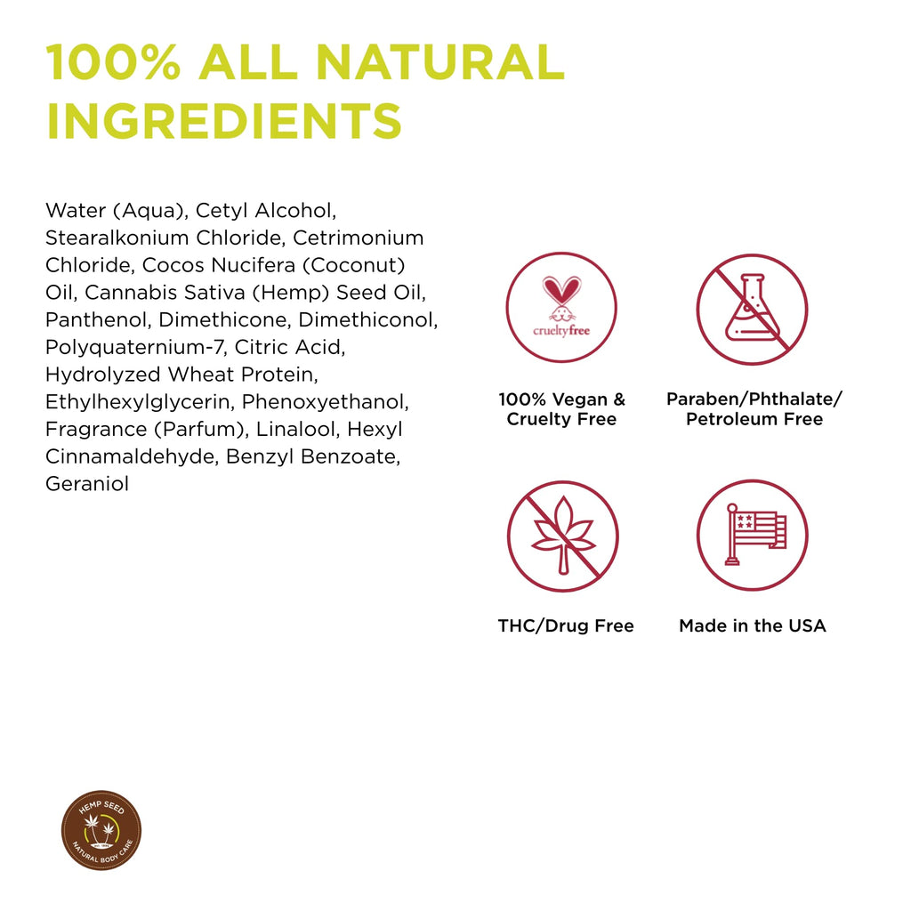 Earthly Body Hemp Seed Hair Care Conditioner, Nag Champa – 8 oz, Vegan & Cruelty-Free