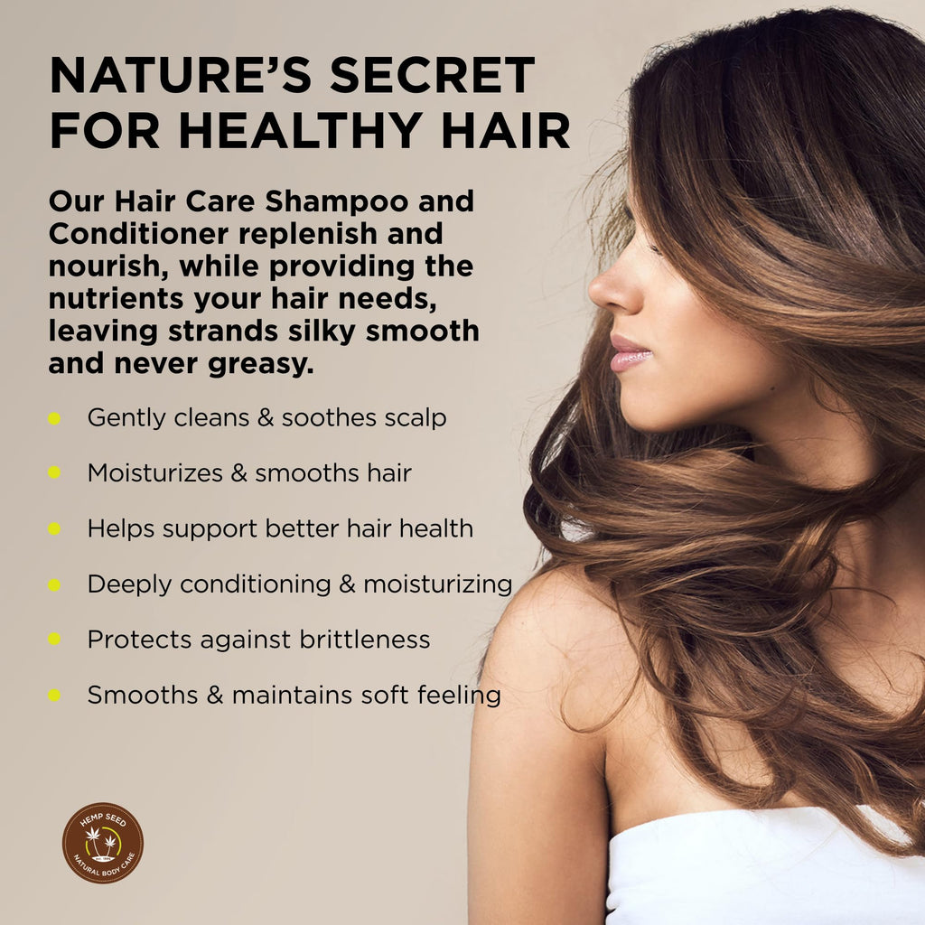 Earthly Body Hemp Seed Hair Care Shampoo + Conditioner – Nag Champa Scent, 8 oz Each – Vegan & Cruelty-Free