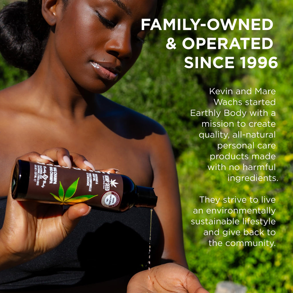 Earthly Body Hemp Seed Massage Oil - Nag Champa Scent, 8 oz | Vegan & Cruelty-Free