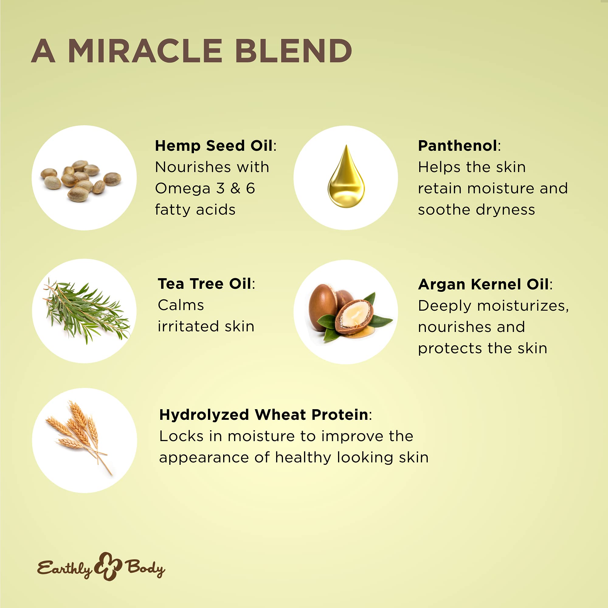 Earthly Body Miracle Oil Shave Cream (Pack of 2) – 16 oz each | Tea Tree, Hemp Seed & Argan Oils | Vegan & Cruelty-Free