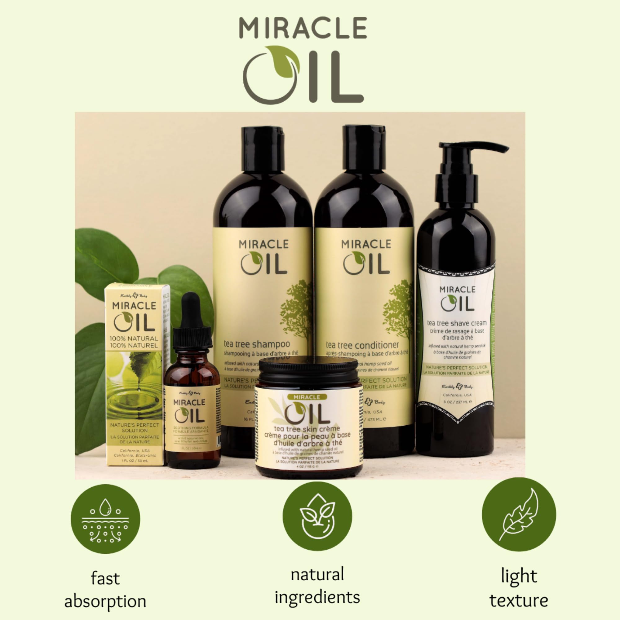 Earthly Body Miracle Oil Tea Tree Shampoo – 16 Fl Oz (Pack of 2)