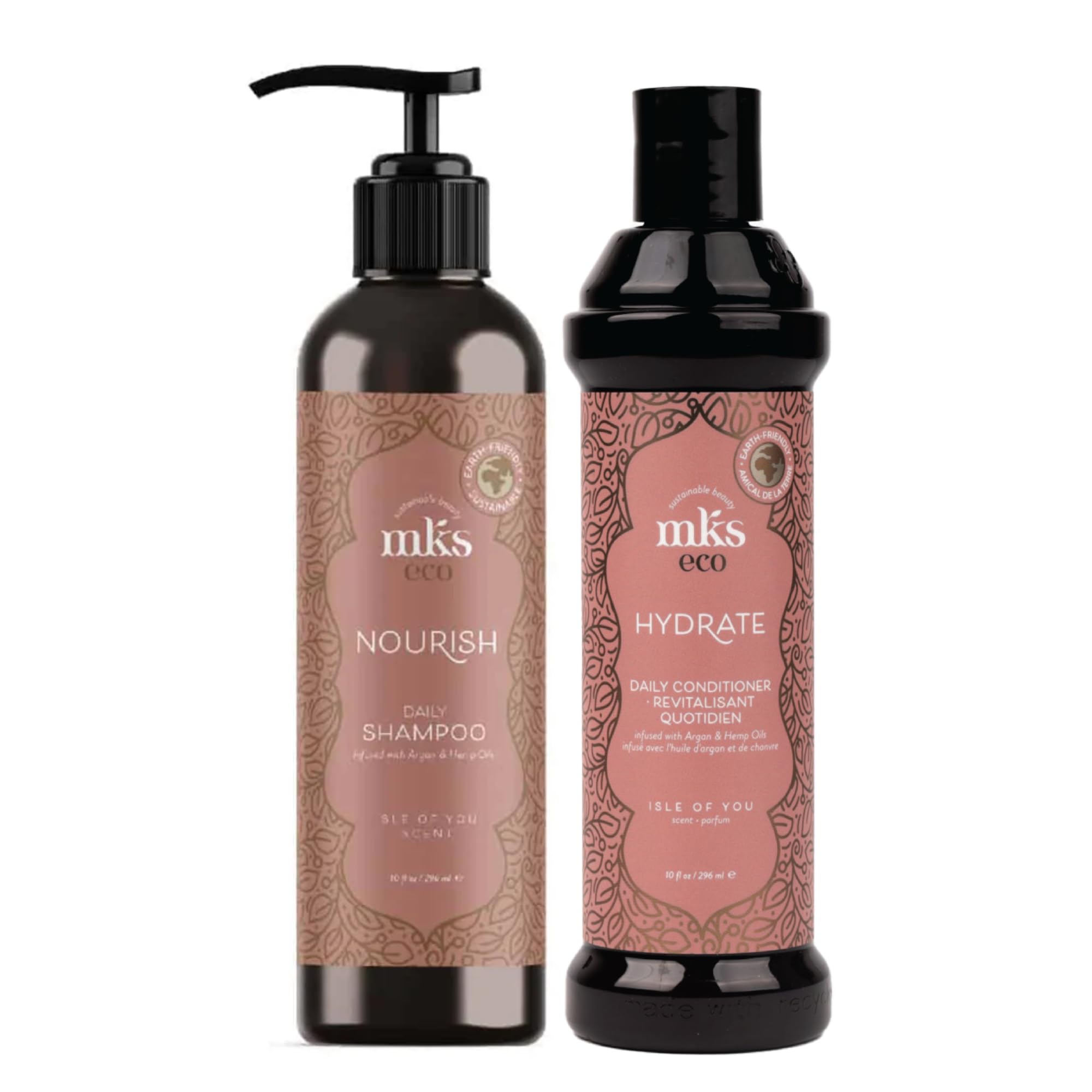 Earthly Body MKS eco Nourish Shampoo + Hydrate Conditioner – Isle of You (10 oz each) | Vegan, Cruelty-Free