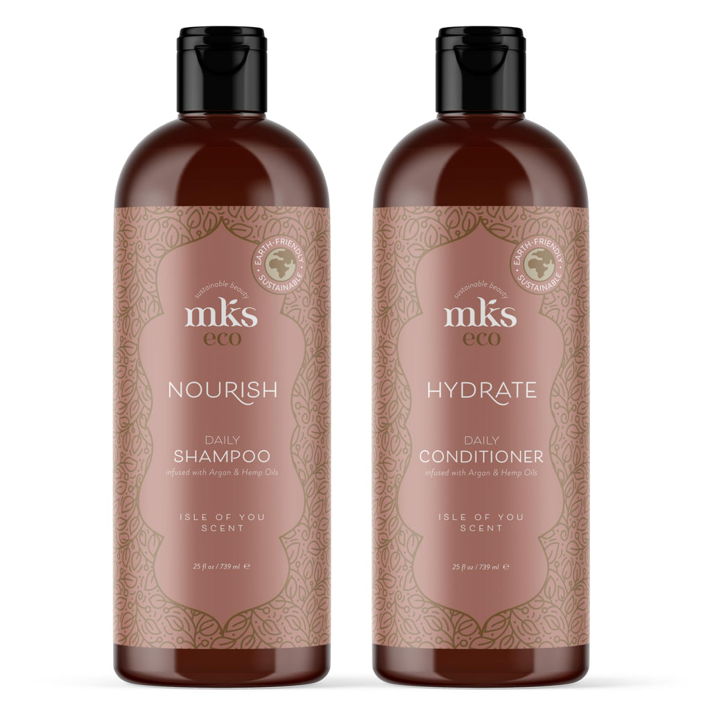 Earthly Body MKS Eco Nourish Shampoo + Hydrate Conditioner Isle of You – Argan & Hemp Oil, Vegan