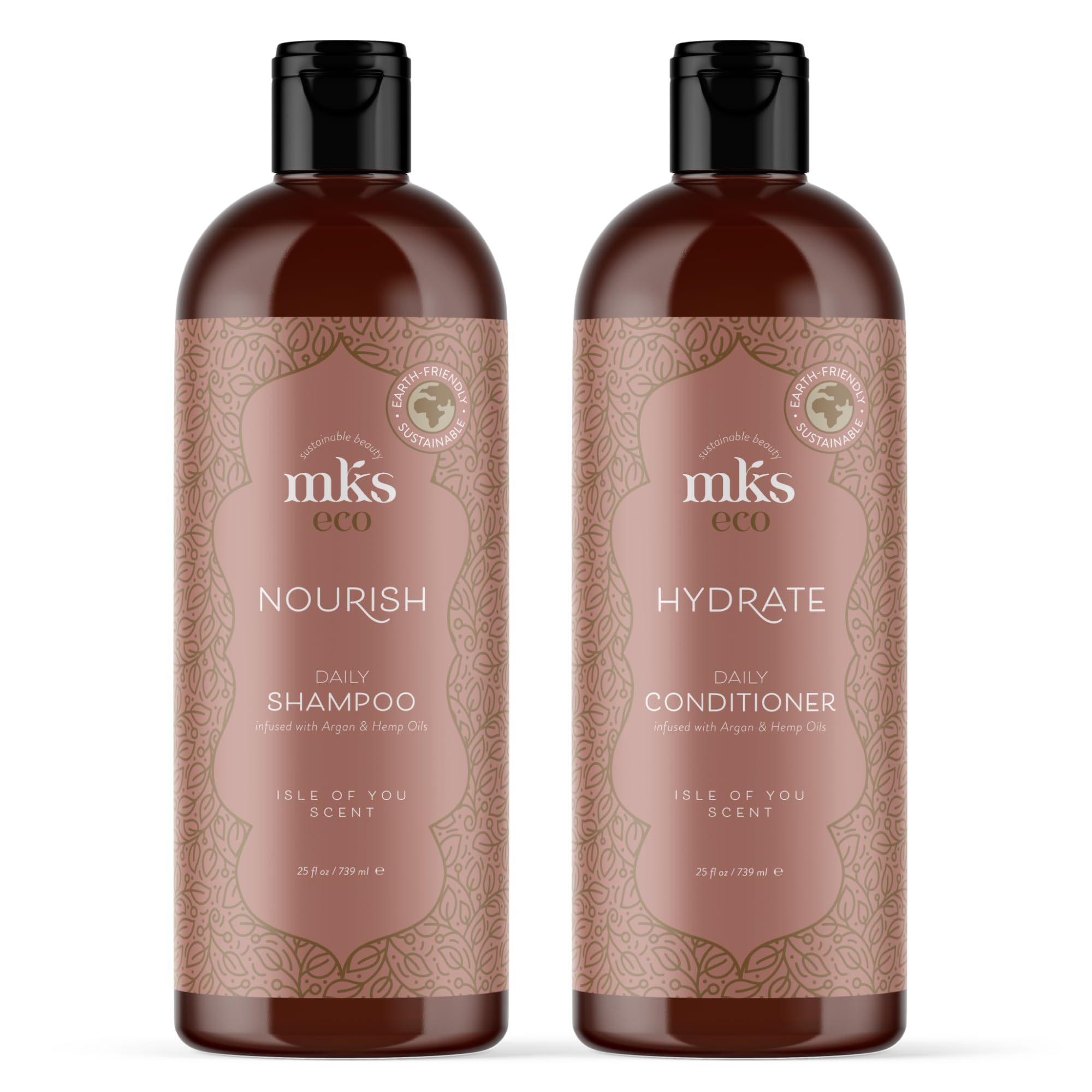 Earthly Body MKS Eco Nourish Shampoo + Hydrate Conditioner Isle of You – Argan & Hemp Oil, Vegan