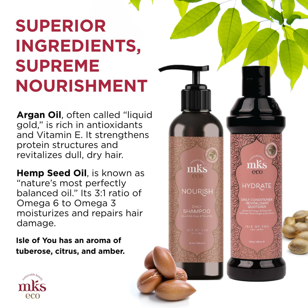 Earthly Body MKS eco Nourish Shampoo + Hydrate Conditioner – Isle of You (10 oz each) | Vegan, Cruelty-Free