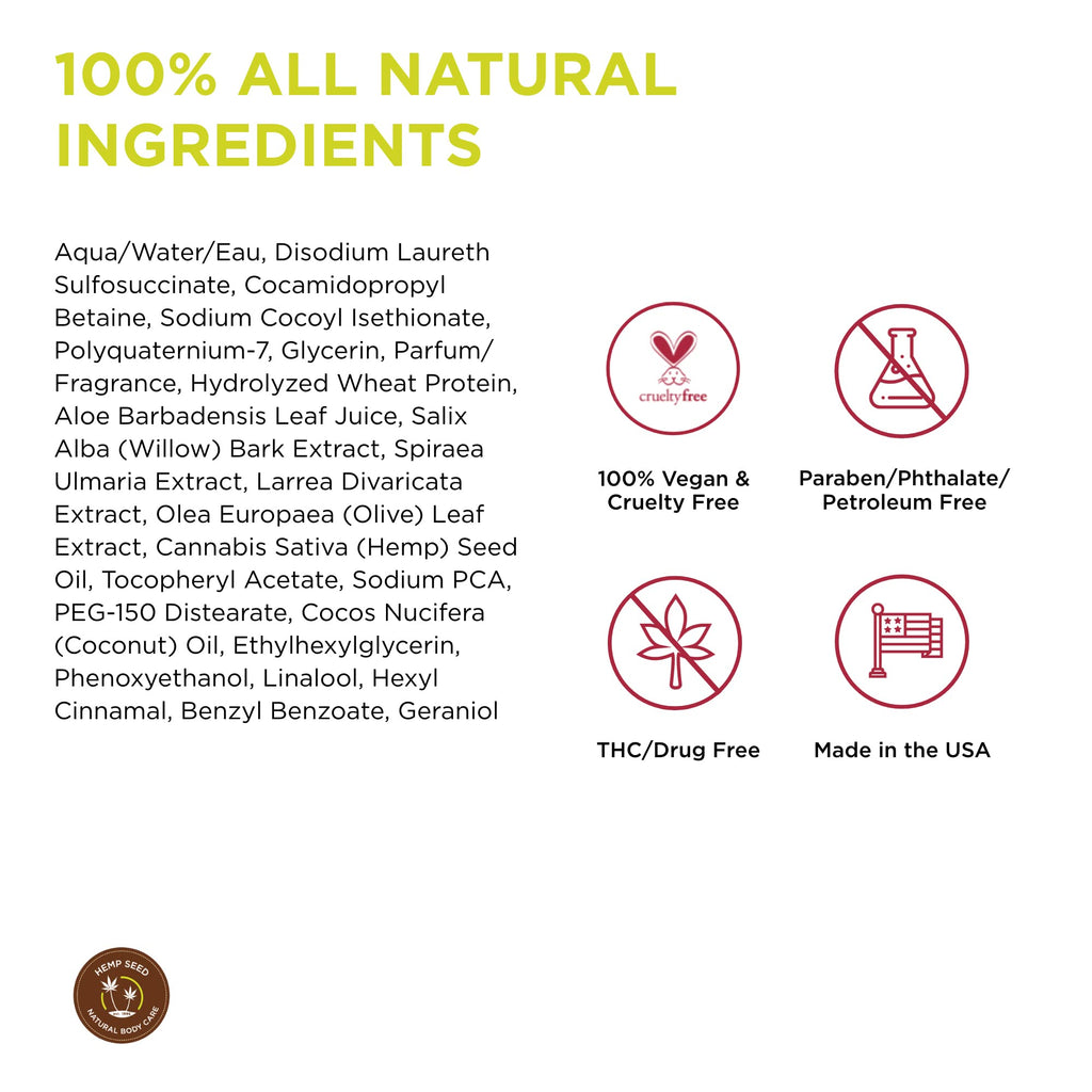 Earthly Body Hemp Seed Shampoo – Nag Champa, 8 oz | Sulfate-Free, Coconut Oil, Vegan & Cruelty-Free