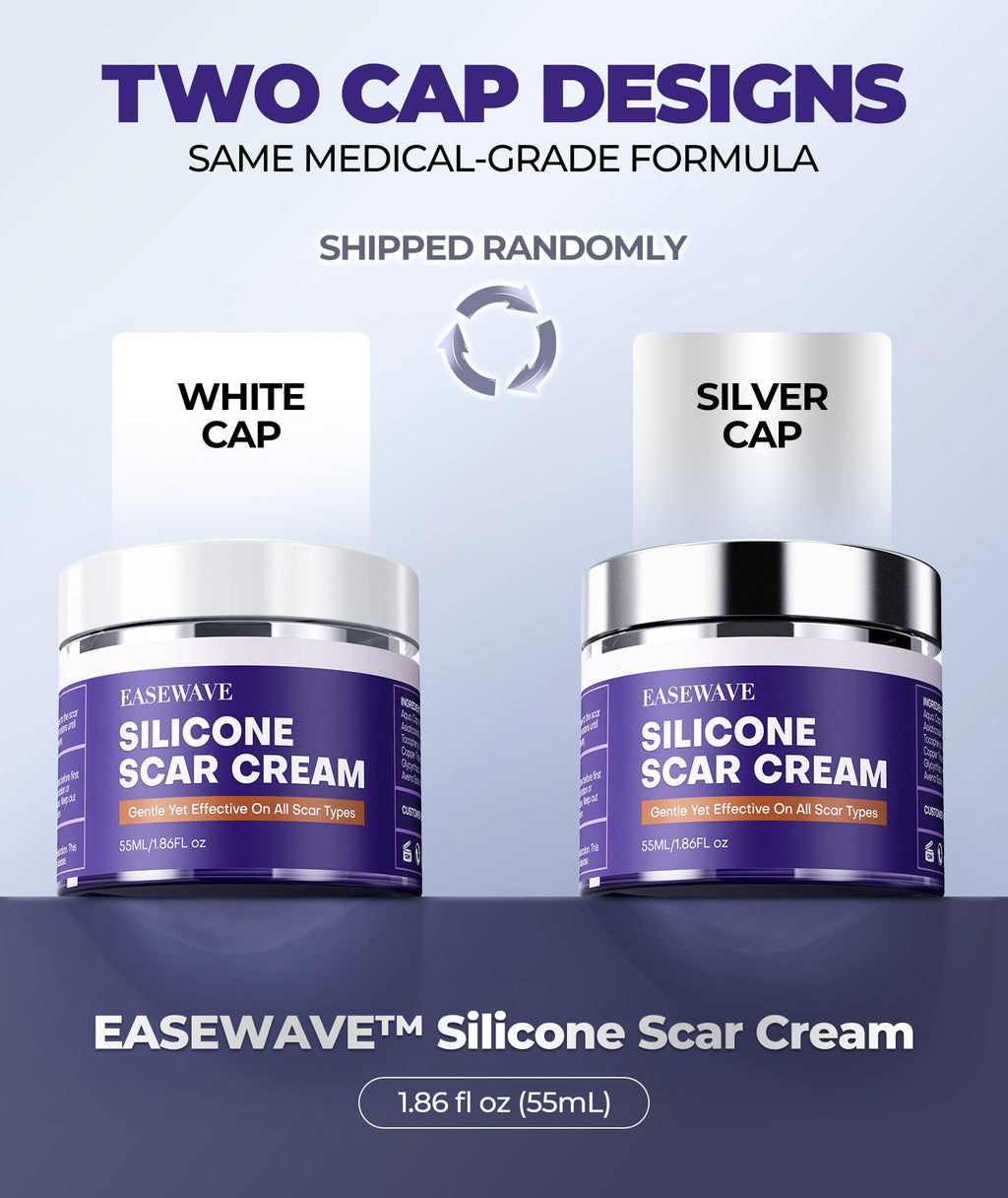 EaseWave Silicone Scar Cream – 6.7% Active, Visible in 2 Weeks, 55ml, For Surgical, C-Section, Acne, Burn Scars and Stretch Marks