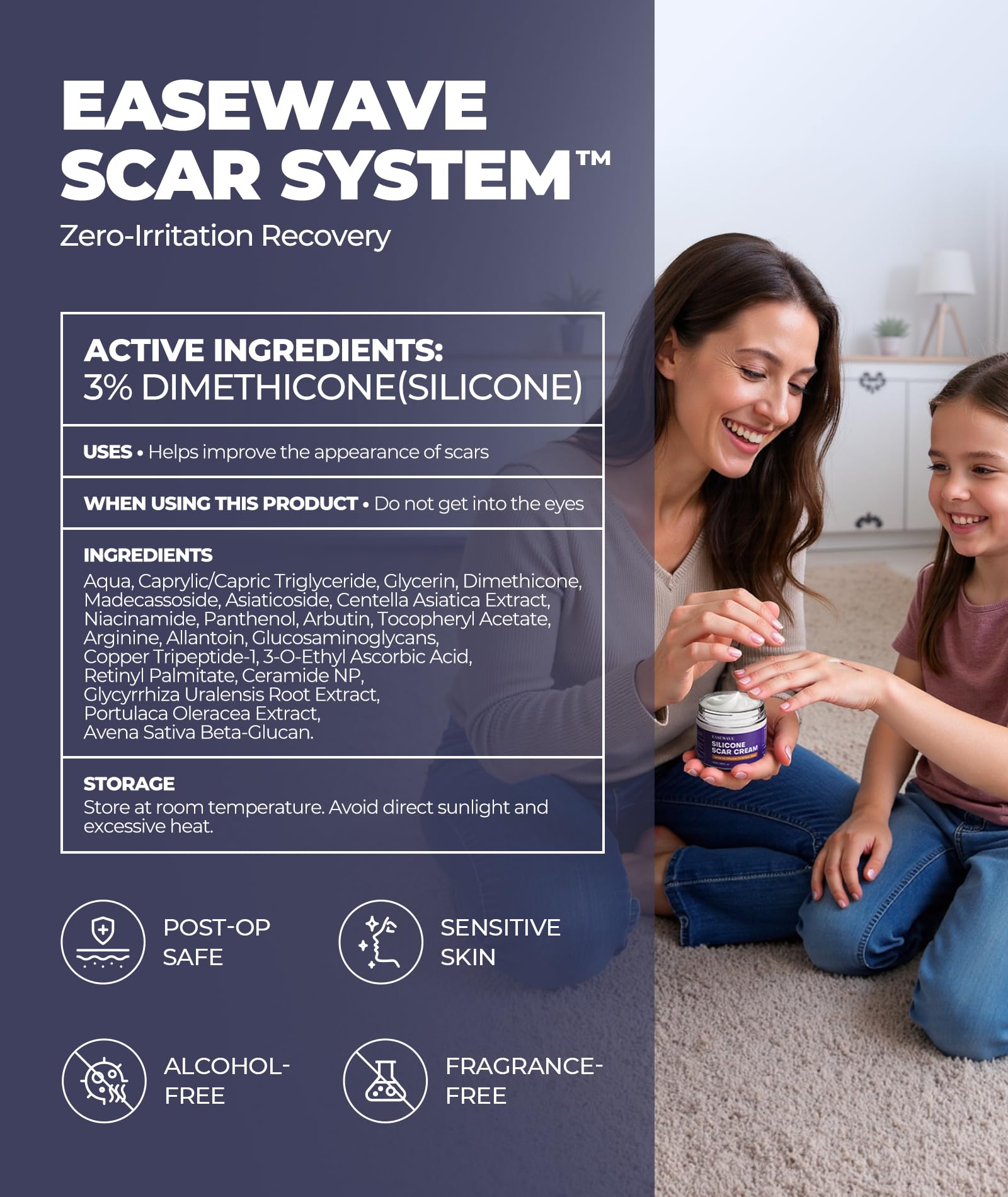 EaseWave Silicone Scar Cream – 6.7% Active, Visible in 2 Weeks, 55ml, For Surgical, C-Section, Acne, Burn Scars and Stretch Marks
