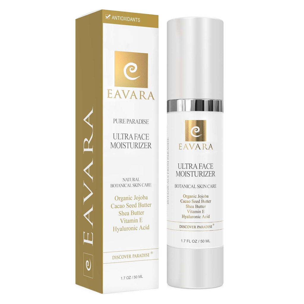 Eavara Organic Face Moisturizer with Collagen Peptides, Hyaluronic Acid, Shea Butter & Jojoba Oil | Paraben Free