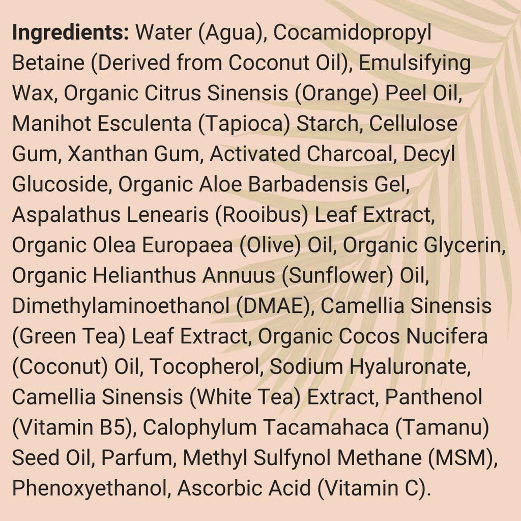 Eavara Organic Face Wash – Gentle, Hydrating Cleanser with Coconut Oil, Aloe, Charcoal, Vitamin C & E