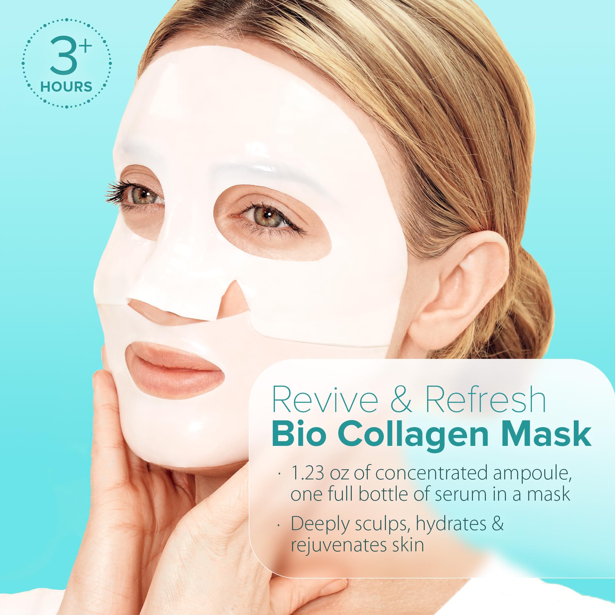 Ebanel Bio Collagen Mask – 4-Pack Hydrating Hydrogel Masks with 7 Peptides & Hyaluronic Acid