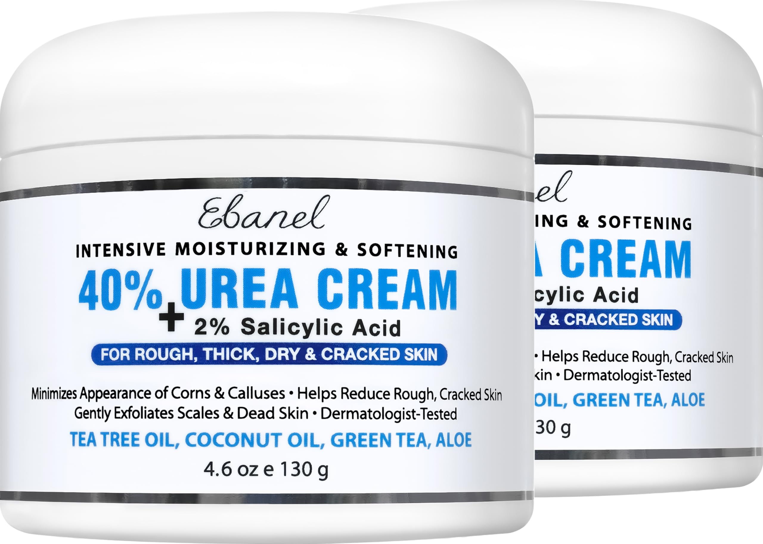 Ebanel Urea Cream 40% + 2% Salicylic Acid – Foot & Skin Keratolytic Care (2-Pack)