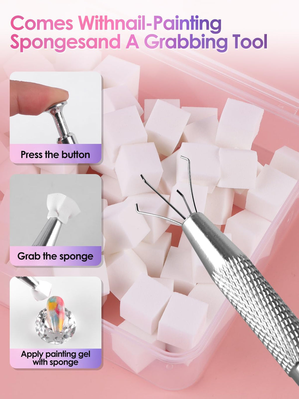 EBANKU Pat Pat Gel Kit – 14-Color Ombre Nail Gel with Glitter Grids | DIY Nail Art Studio