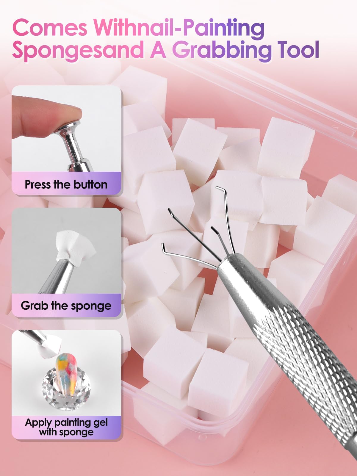 EBANKU Pat Pat Gel Kit – 14-Color Ombre Nail Gel with Glitter Grids | DIY Nail Art Studio