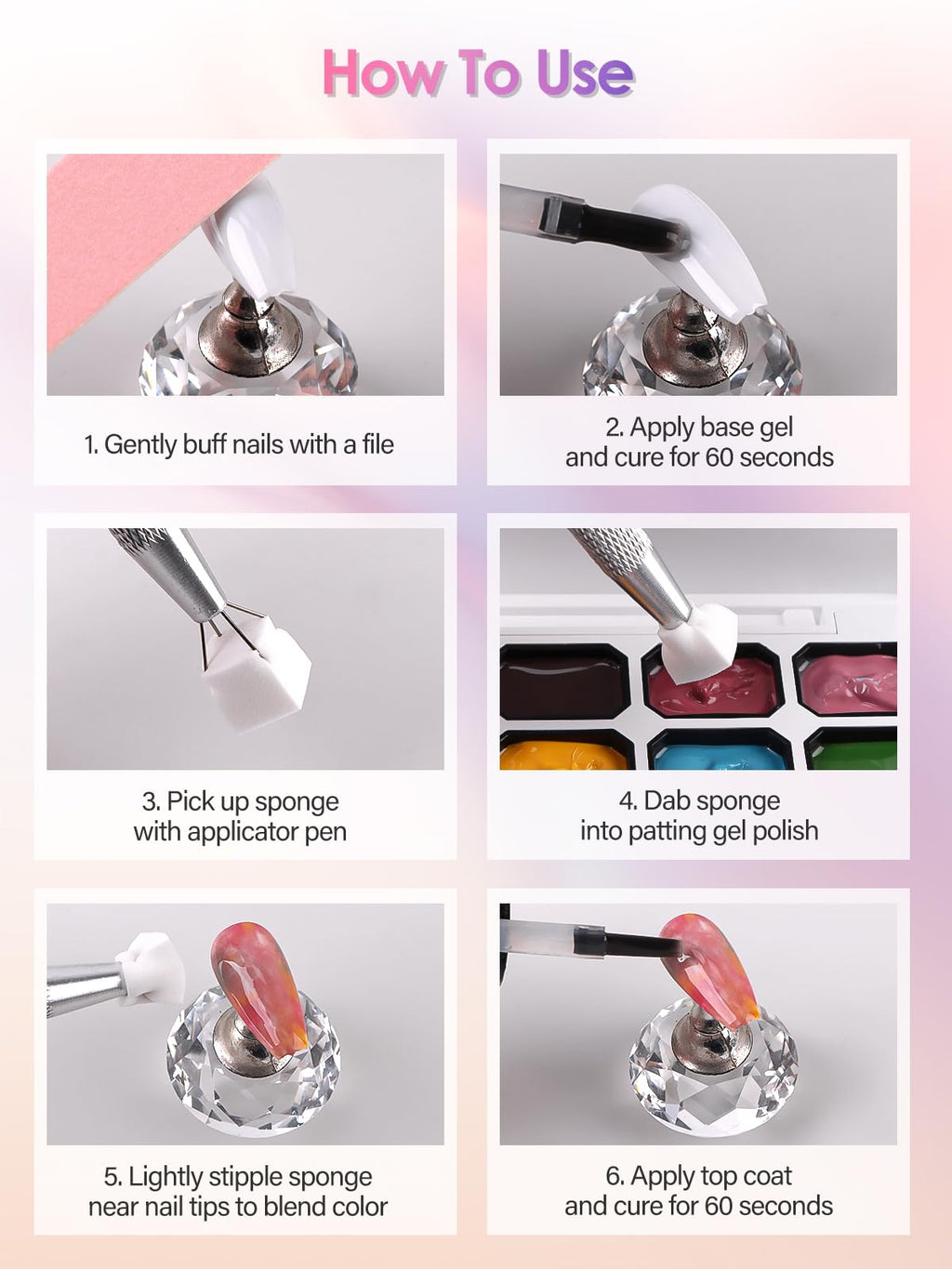 EBANKU Pat Pat Gel Kit – 14-Color Ombre Nail Gel with Glitter Grids | DIY Nail Art Studio