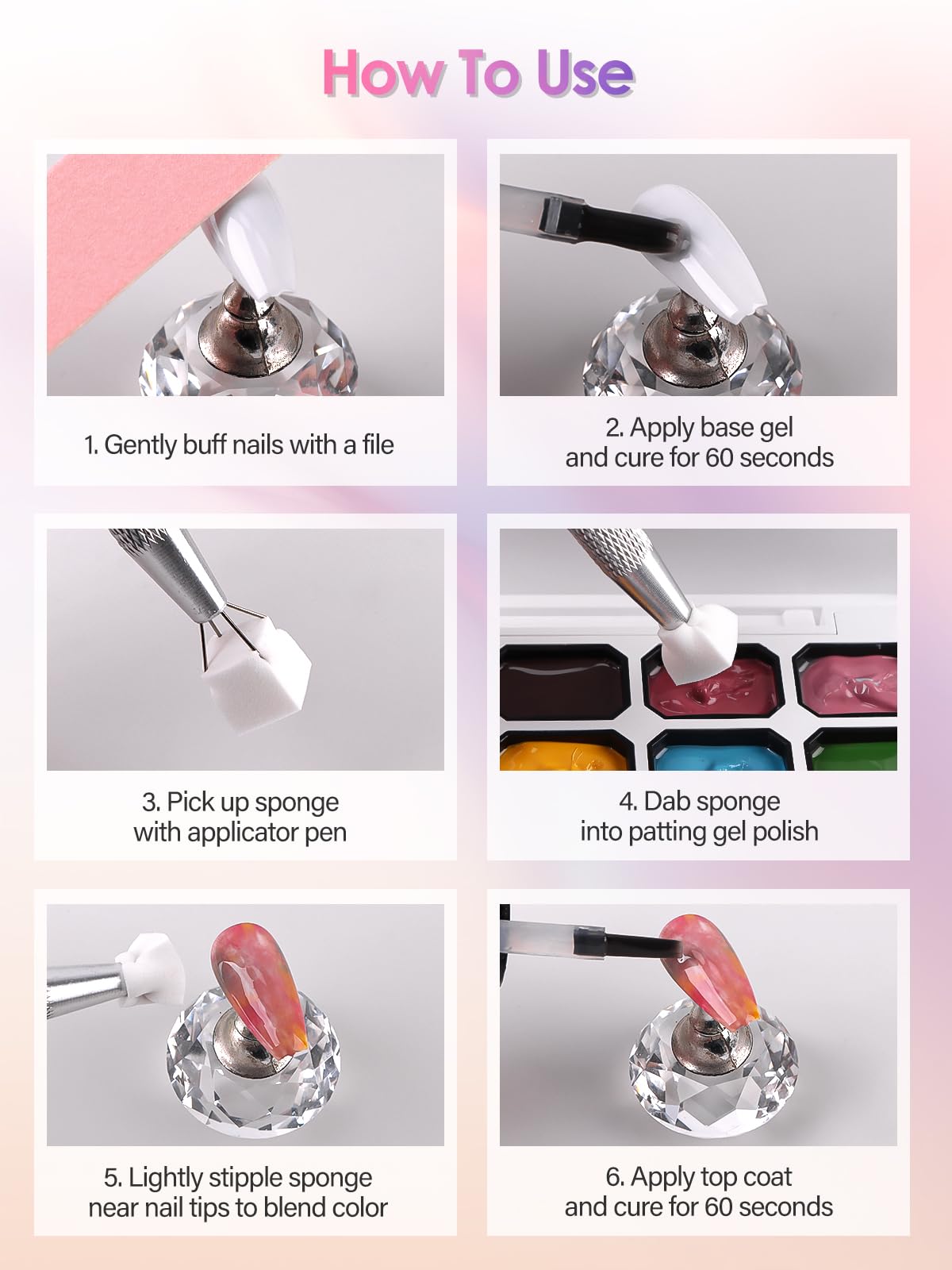 EBANKU Pat Pat Gel Kit – 14-Color Ombre Nail Gel with Glitter Grids | DIY Nail Art Studio