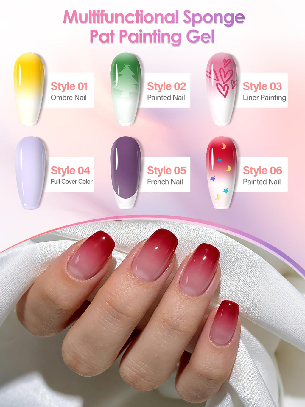 EBANKU Pat Pat Gel Kit – 14-Color Ombre Nail Gel with Glitter Grids | DIY Nail Art Studio