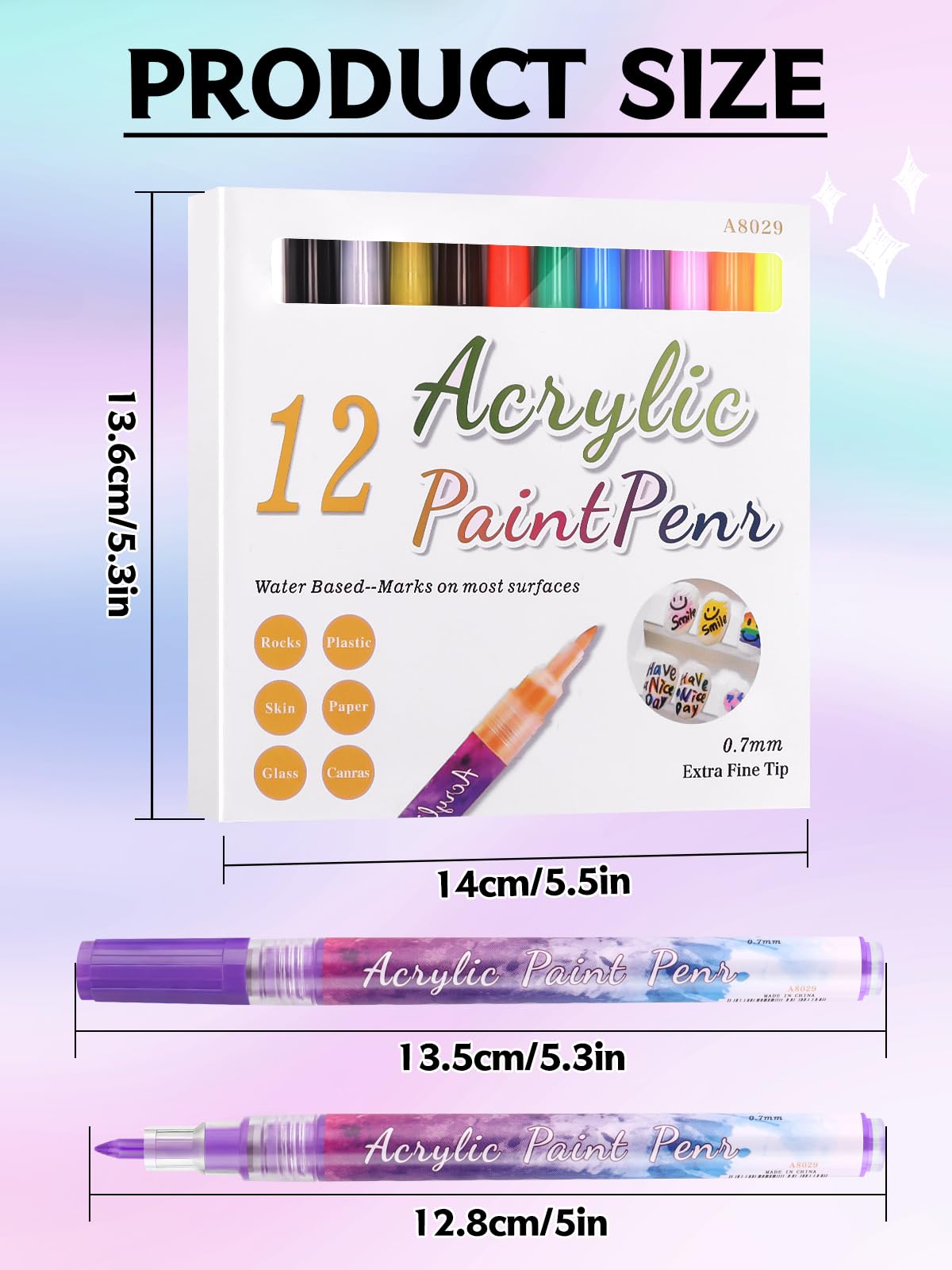EBANKU 12 Colors Nail Art Pens – 0.7mm Quick-Dry 3D Graffiti