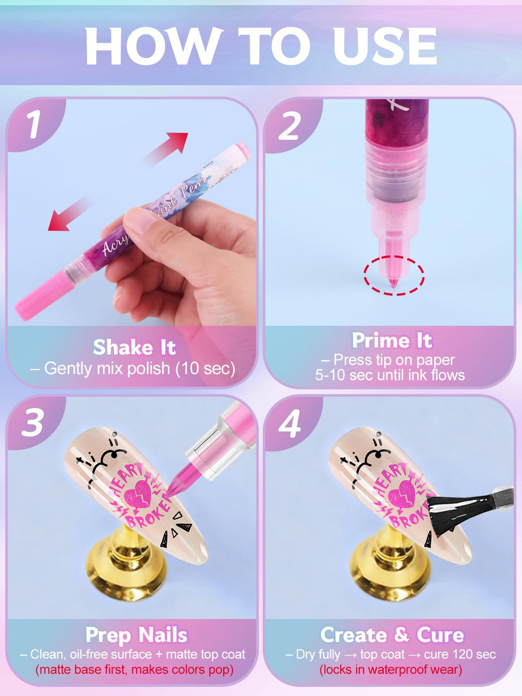 EBANKU 12 Colors Nail Art Pens – 0.7mm Quick-Dry 3D Graffiti