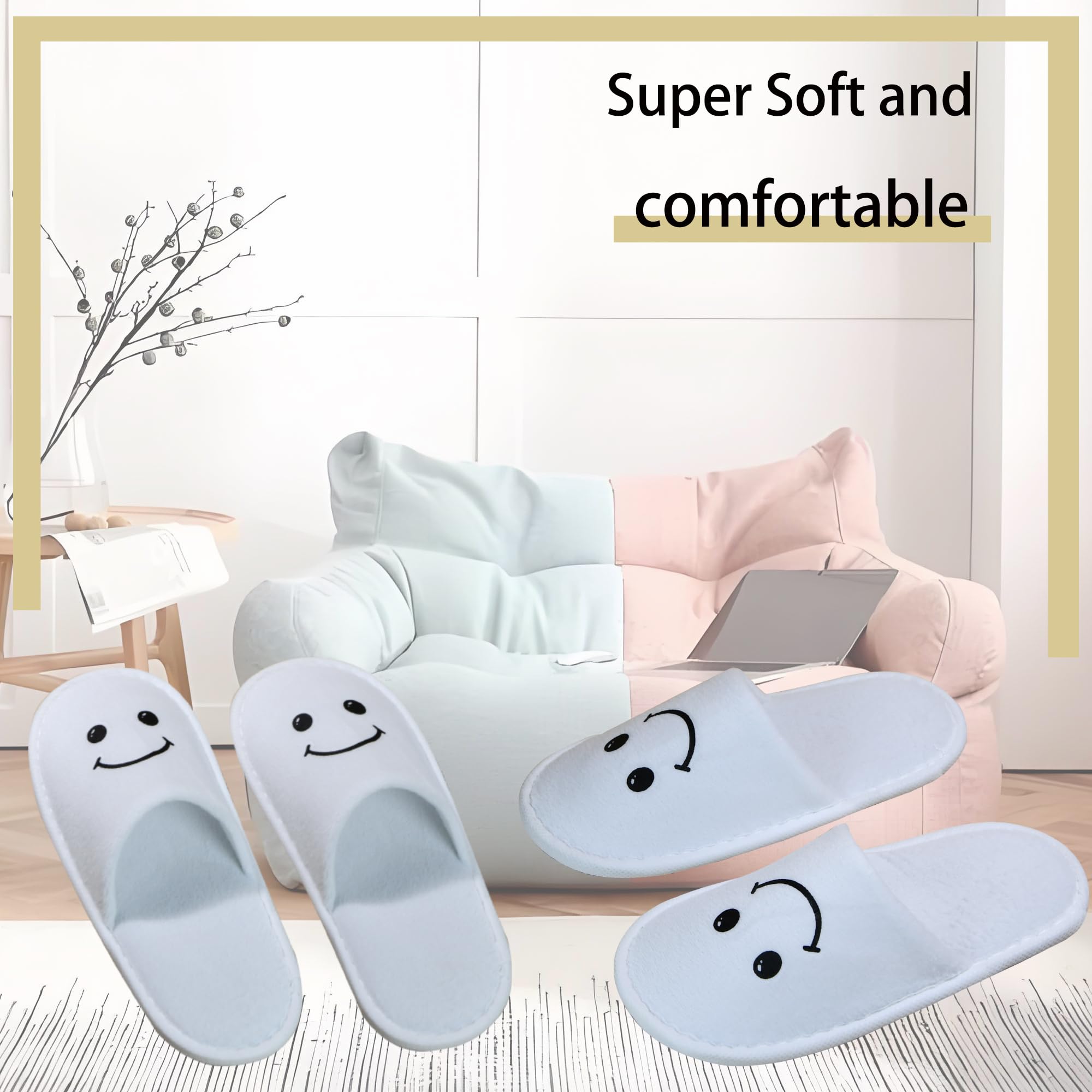 ECEOCC 6 Pairs Kids Disposable Slippers – Non-Slip, Warm Closed-Toe (Ages 4-8)