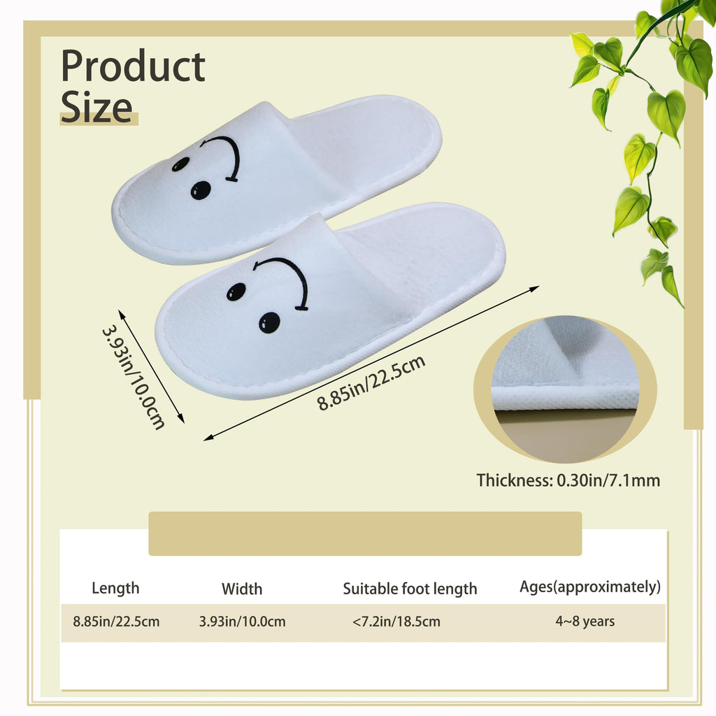 ECEOCC 6 Pairs Kids Disposable Slippers – Non-Slip, Warm Closed-Toe (Ages 4-8)