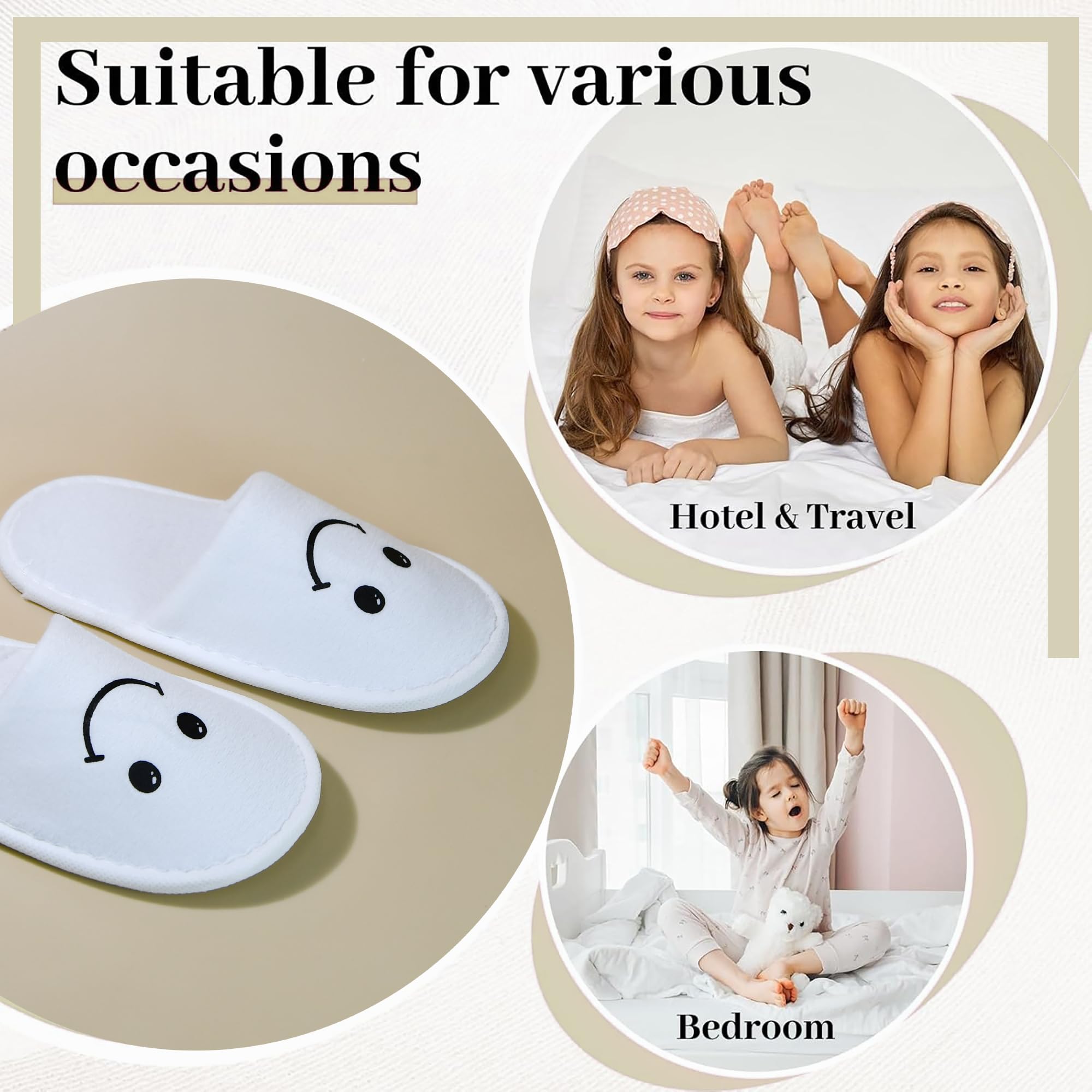 ECEOCC 6 Pairs Kids Disposable Slippers – Non-Slip, Warm Closed-Toe (Ages 4-8)