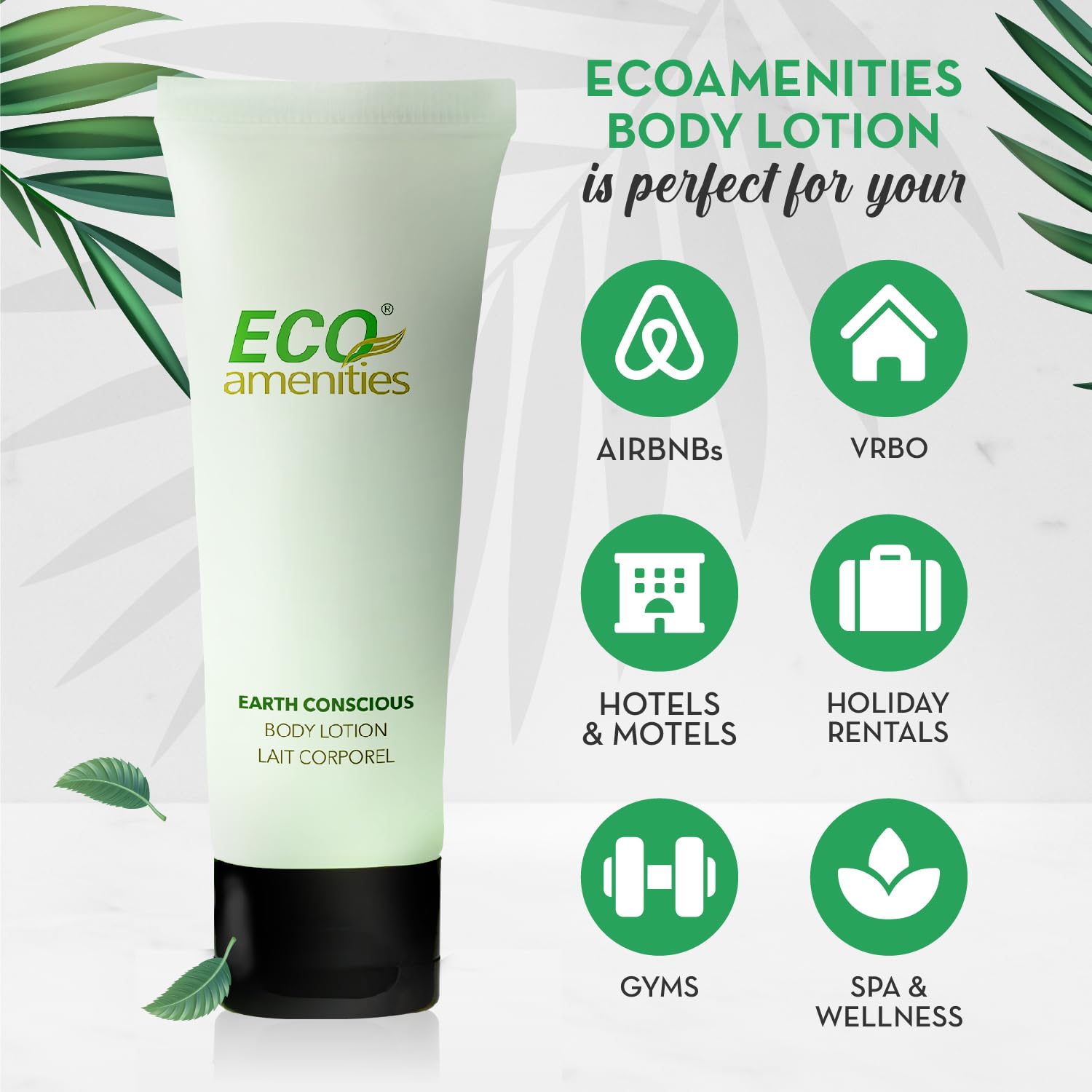 ECO AMENITIES Transparent Tube Flip Cap 30ml Body Lotion — 72 Tubes per Case for Hotels & Travel