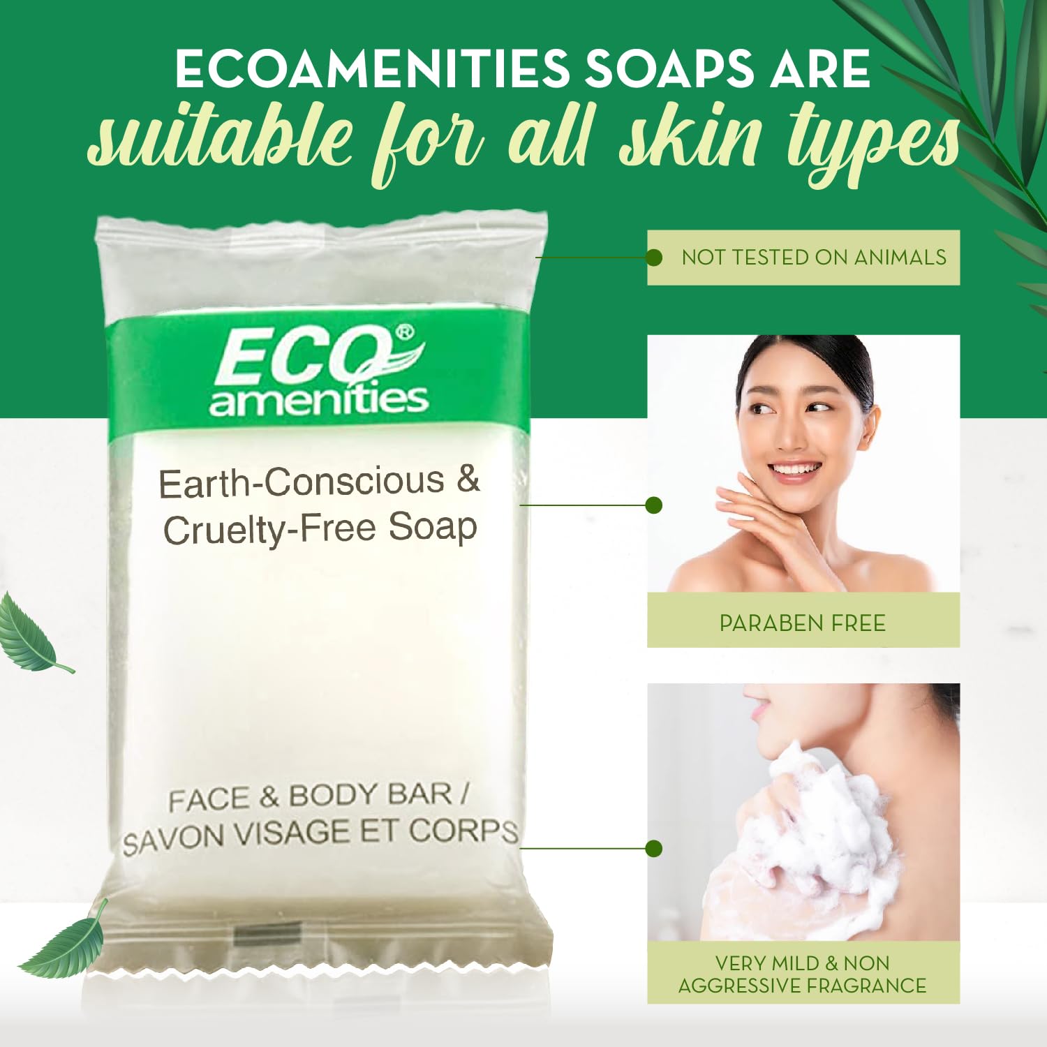 ECO amenities Travel Size Bar Soap — 400-Pack Bulk Hotel Soaps, 0.5 oz, Individually Wrapped