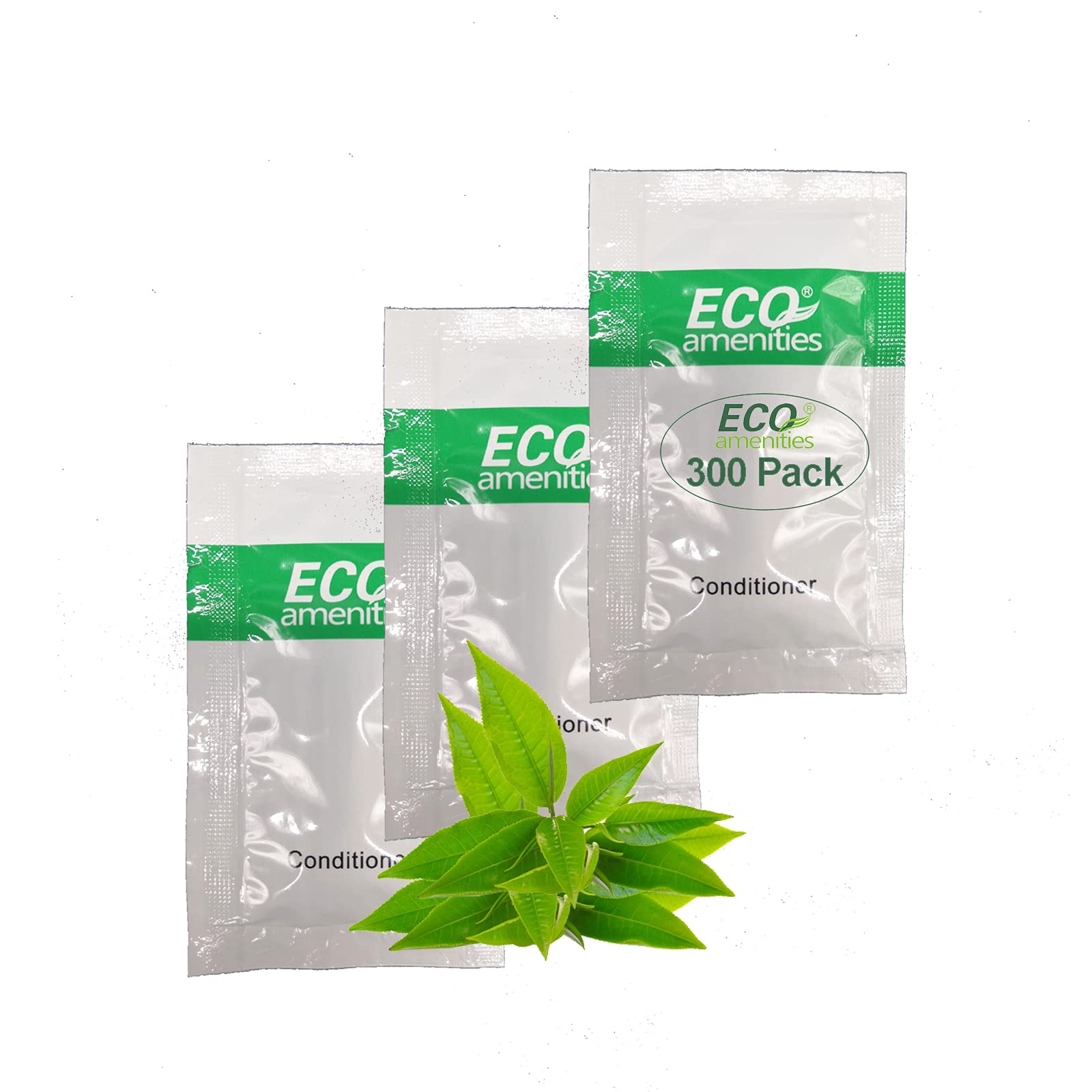 ECO amenities Hair Conditioner – 0.35 fl oz Travel Sachets, 300-Pack, Green Tea Scent for Hotels & Guests