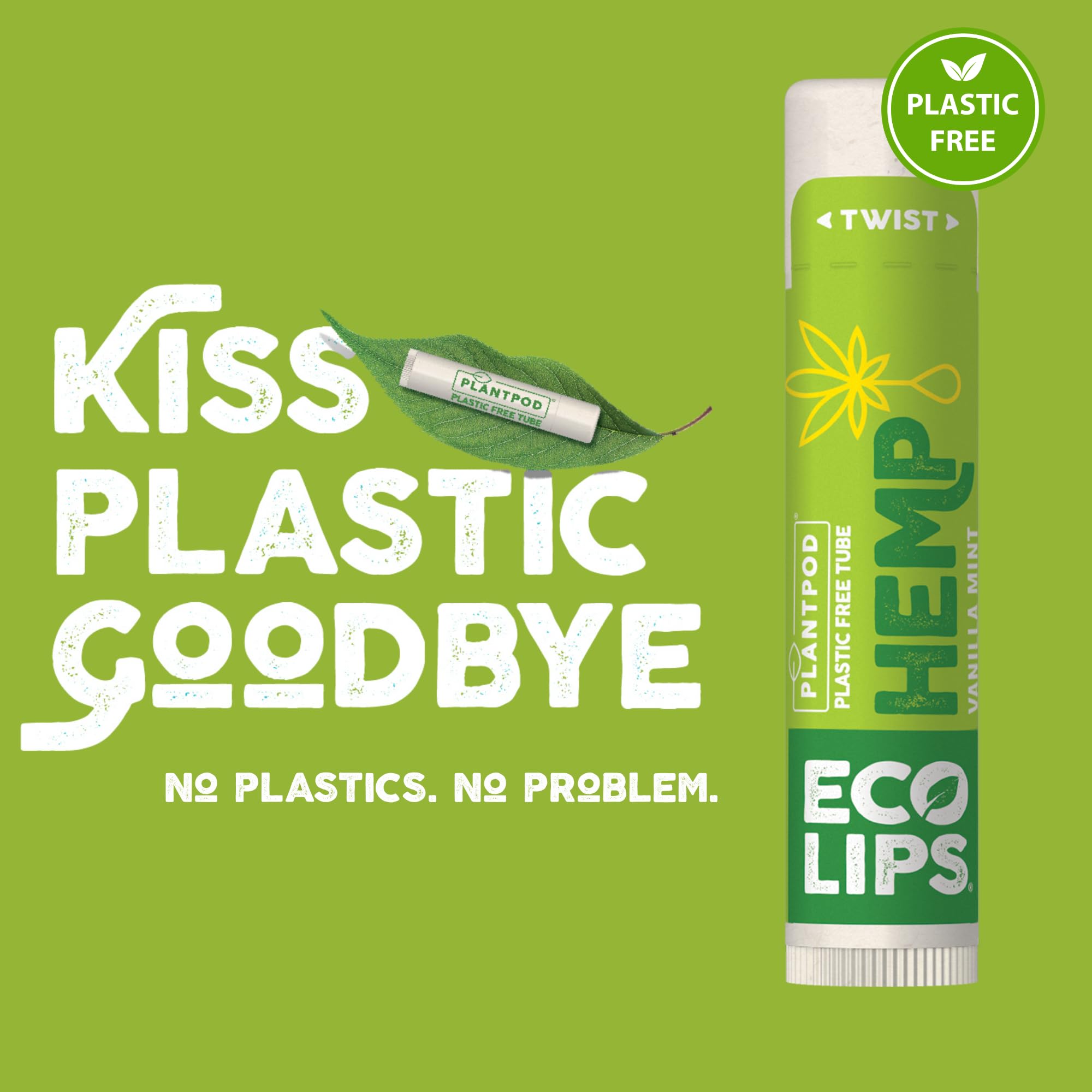Eco Lips Organic Hemp Lip Balm – Vanilla Mint, 6-Pack | Soothe Dry Lips with Beeswax & Vitamin E | Made in USA