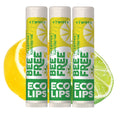 Eco Lips Lemon Lime Lip Balm 3 Pack – Bee Free with Candelilla Wax, Cocoa Butter & Coconut Oil | Plastic-Free Plant Pod Packaging | Made in USA