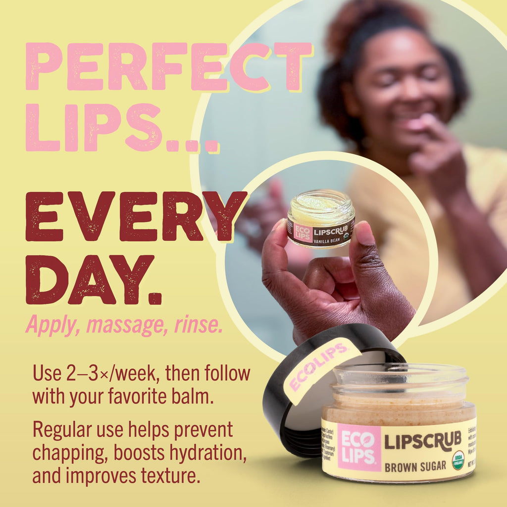Eco Lips Lip Sugar Scrub 4-Pack – Organic Lip Care with Sugar & Coconut Oil