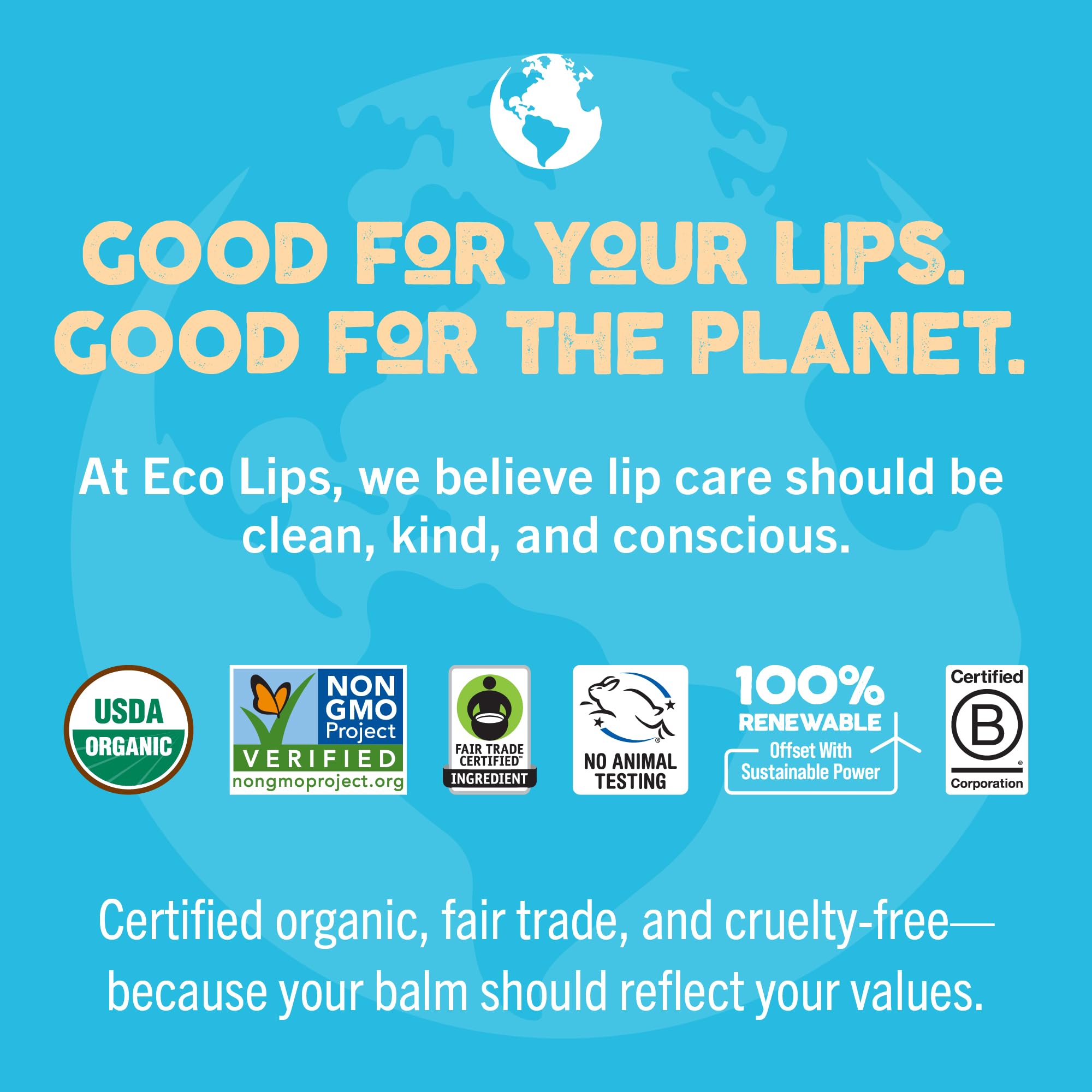 Eco Lips Mongo Kiss 8-Pack USDA Organic Lip Balm – Peppermint, Made in USA